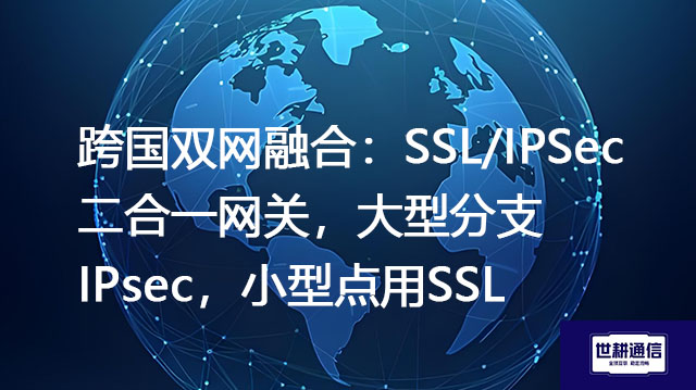 跨国双网融合：SSL/IPSec二合一网关，大型分支IPsec，小型点用SSL ？？？解决方案//世耕通信全球办公专网